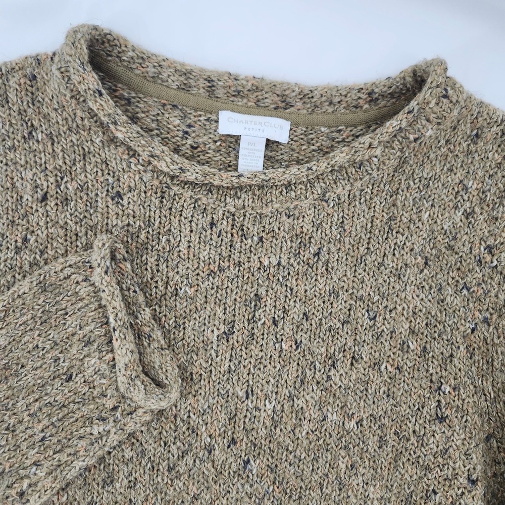 Earthy Forest Tan Womens Rollneck Sweater Size PL Oarsman Wool Blend Granola